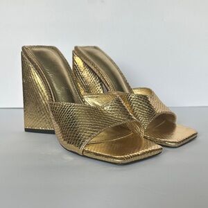 EGO Gold Metallic Wedge Slide Heels - Women